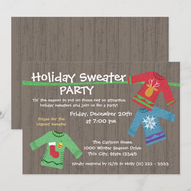 Ugly Holiday Sweater Party Invitation (Front/Back)