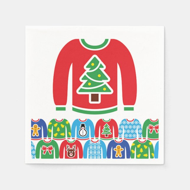 Ugly Holiday Sweater Party Xmas Christmas Tre Napk Napkin (Front)