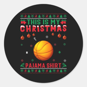 Ugly Holiday This Is My Volleyball Player Christma Classic Round Sticker