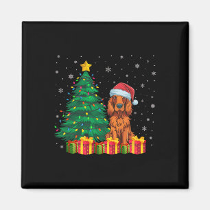 Ugly Irish Setter Santa Hat Christmas Lights Dog L Magnet
