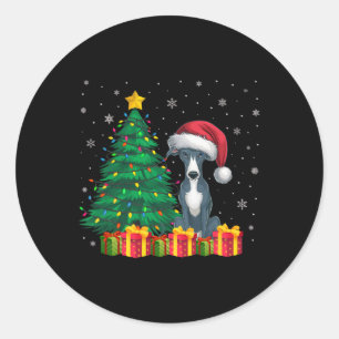 Ugly Italian Greyhound Santa Hat Christmas Lights Classic Round Sticker