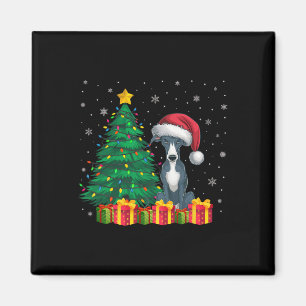 Ugly Italian Greyhound Santa Hat Christmas Lights Magnet