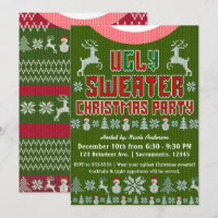 Ugly Knit Sweater Christmas Party Red & Green
