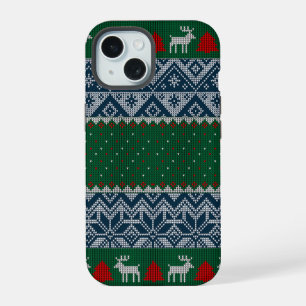 Ugly Knit Sweater Reindeer Christmas Tree Holiday iPhone 15 Case