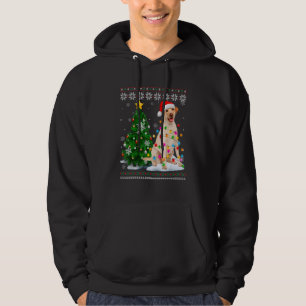Ugly Labrador Dog Santa Hat Christmas Tree Light Hoodie