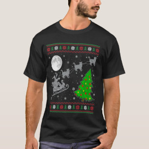 Ugly Laser Eyes Cat Xmas Tree Santa Riding Laser E T-Shirt