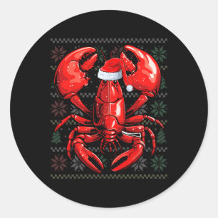 Ugly Lobster Lover Wearing Santa Hat Xmas Lobster Classic Round Sticker