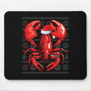 Ugly Lobster Lover Wearing Santa Hat Xmas Lobster Mouse Pad