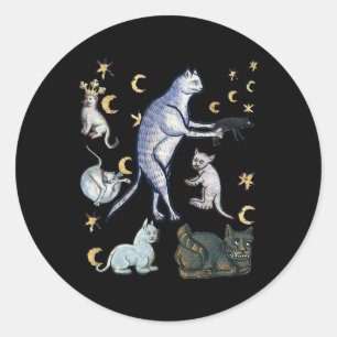 Ugly Mediaeval Cats  Classic Round Sticker