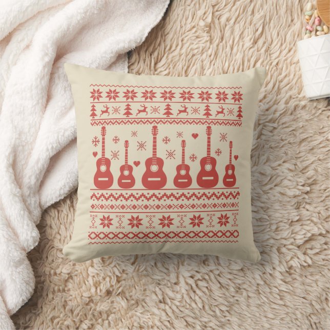 Ugly Merry Christmas sweater acoustic guitar Cushion (Blanket)