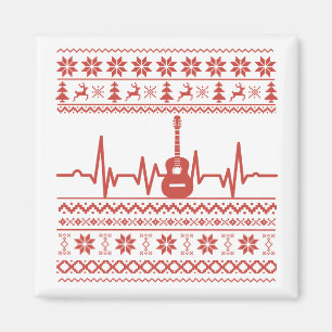 Ugly Merry Christmas sweater acoustic guitar Magnet