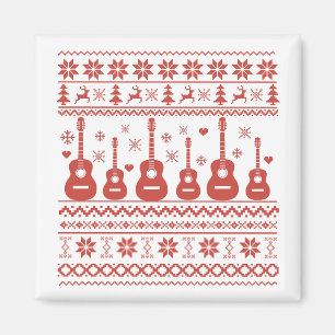 Ugly Merry Christmas sweater acoustic guitar Magnet