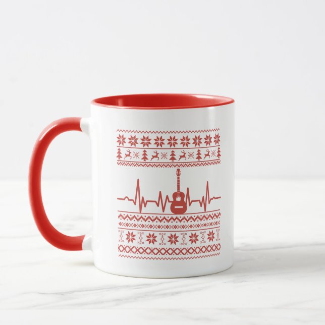Ugly Merry Christmas sweater acoustic guitar Mug (Left)