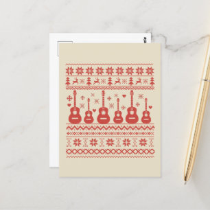 Ugly Merry Christmas sweater acoustic guitar Postcard
