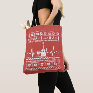 Ugly Merry Christmas sweater acoustic guitar Tote Bag