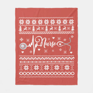 Ugly Merry Christmas sweater heartbeat Fleece Blanket