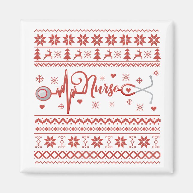Ugly Merry Christmas sweater heartbeat Magnet (Front)