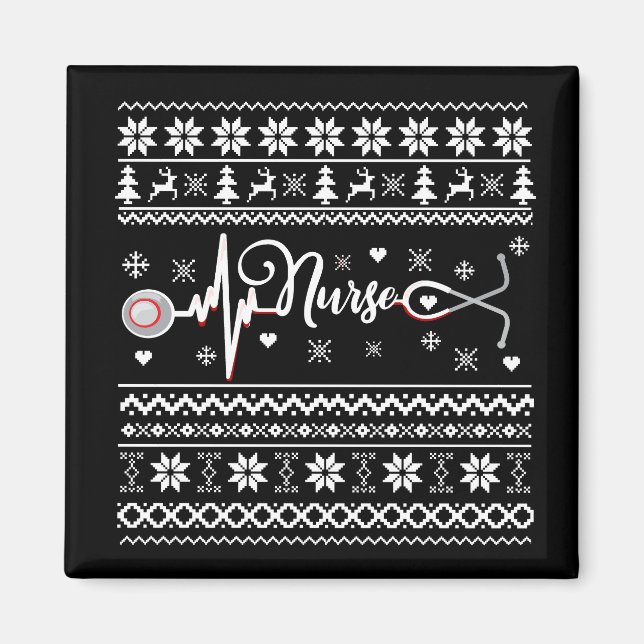 Ugly Merry Christmas sweater heartbeat Magnet (Front)