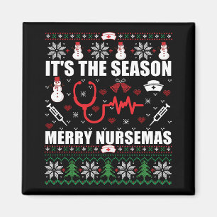 Ugly Merry Christmas sweater nurse Magnet