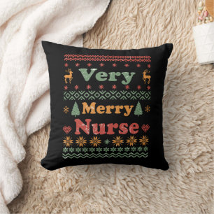 Ugly Merry Christmas sweater nurse vintage Cushion