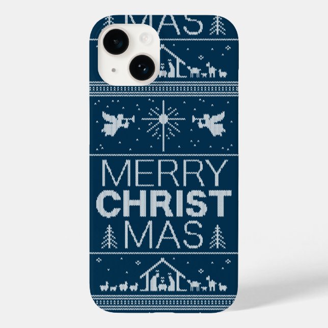 Ugly Merry Christmas Sweater Religious Nativity Case-Mate iPhone Case (Back)