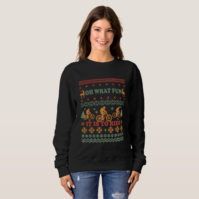 Ugly Merry christmas sweater riding a bike (Front Full)