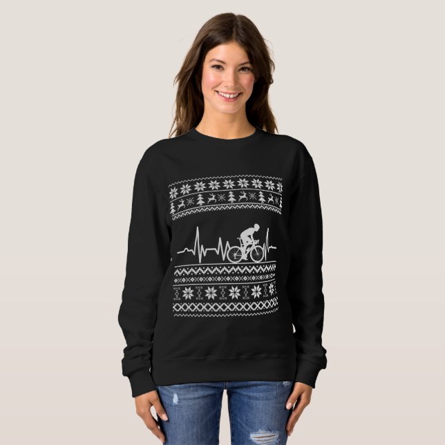 Ugly Merry christmas sweater riding a bike (Front Full)