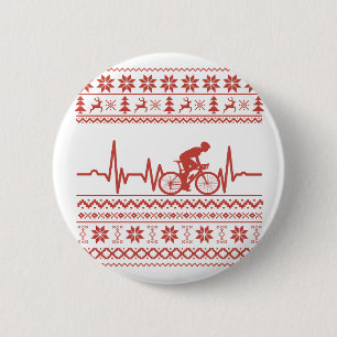 Ugly Merry christmas sweater riding a bike 6 Cm Round Badge
