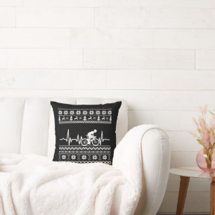 Ugly Merry christmas sweater riding a bike Cushion