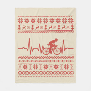 Ugly Merry christmas sweater riding a bike Fleece Blanket