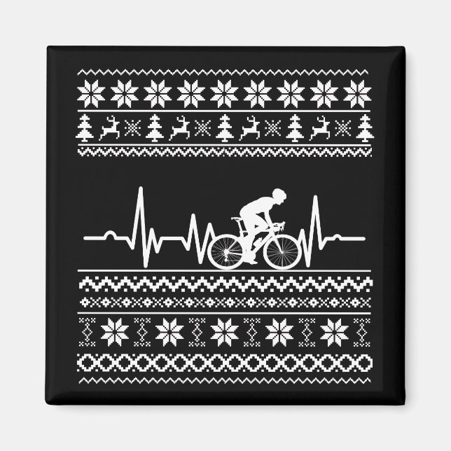Ugly Merry christmas sweater riding a bike Magnet (Front)