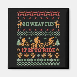 Ugly Merry christmas sweater riding a bike Magnet