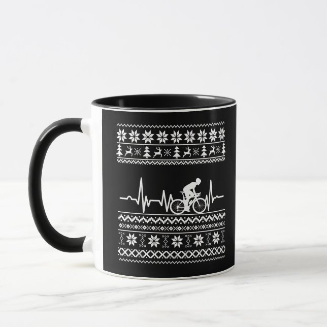 Ugly Merry christmas sweater riding a bike Mug (Left)