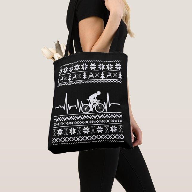 Ugly Merry christmas sweater riding a bike Tote Bag (Close Up)