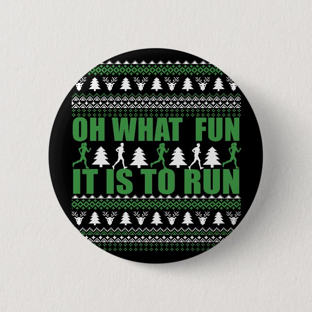 Ugly Merry Christmas sweater running run 6 Cm Round Badge (Front)