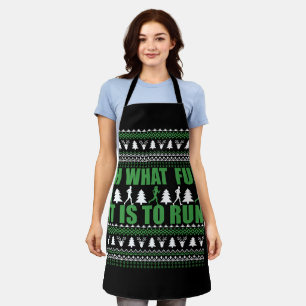 Ugly Merry Christmas sweater running run Apron