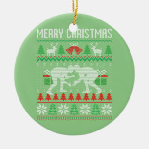 Ugly Merry Christmas Wrestling Wrestler Santa Xmas Ceramic Ornament