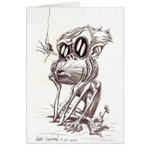 Ugly Monkey with Flower and Bug