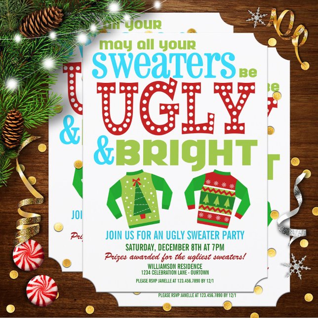 Ugly 'n Bright Christmas Sweater Party Invitation (Creator Uploaded)