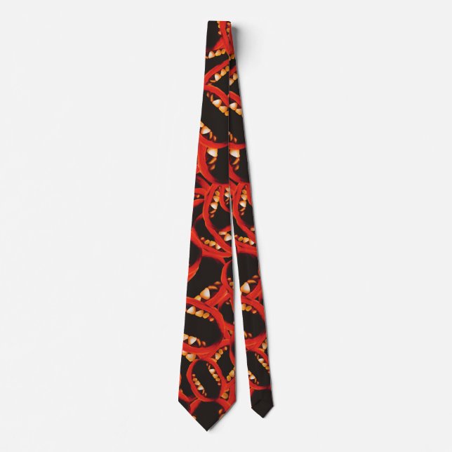 Ugly open mouth graphic motif random pattern tie (Front)