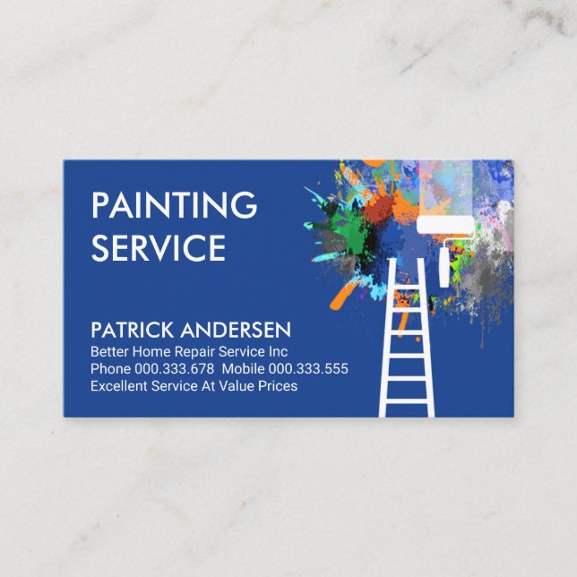 Ugly Paint Splatter Painting Service Business Card (Front)