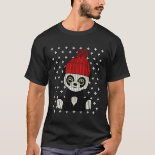 Ugly Panda Bear Santa Hat Cute Funny Xmas Gifts Fo T-Shirt