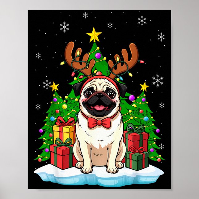 Ugly Pug Christmas Sweater Pajama For Women Men Fa Poster (Front)