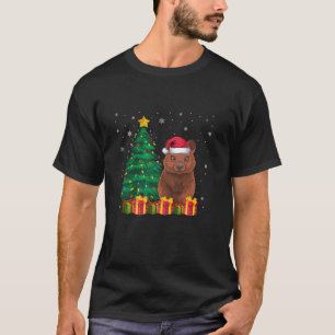 Ugly Quokka Santa Hat Christmas Tree Lights Pajama T-Shirt