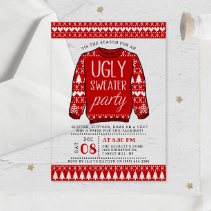 Ugly Red Christmas Sweater Holiday Party Acrylic Invitations