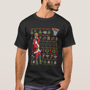 Ugly Santa Claus Basketball Gift For Christmas T-Shirt
