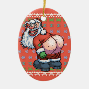 Ugly Santa Moon Ceramic Tree Decoration
