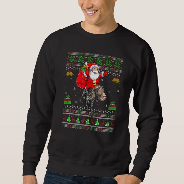 Ugly Santa Riding German Shorthaired Pointer Dog C Sweatshirt (Front)