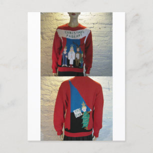 Ugly Santa Sweater for the Win! Holiday Postcard