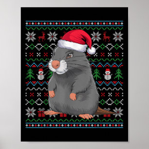 Ugly Sea Otter Lovers Xmas Sweater Santa Christmas Poster